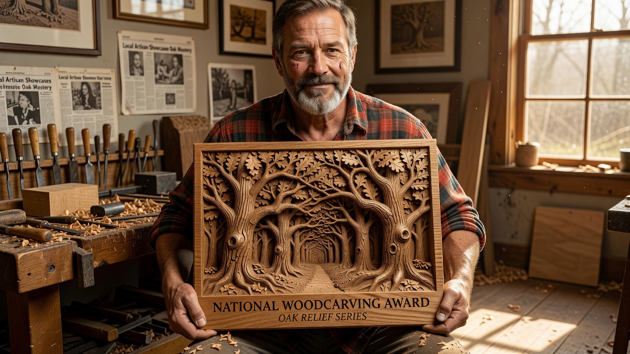 Local Carver Wins National Award for Oak Relief Series